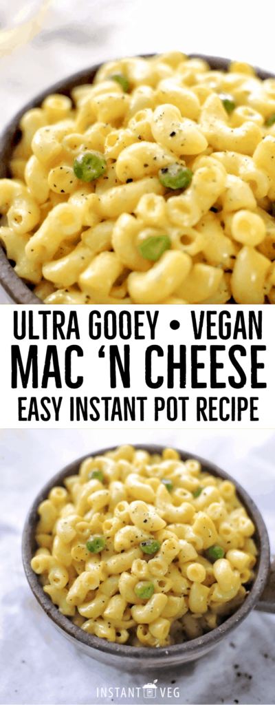 My recipe for an easy Instant pot vegan mac and cheese is great with peas and has a delicious cheesy taste.