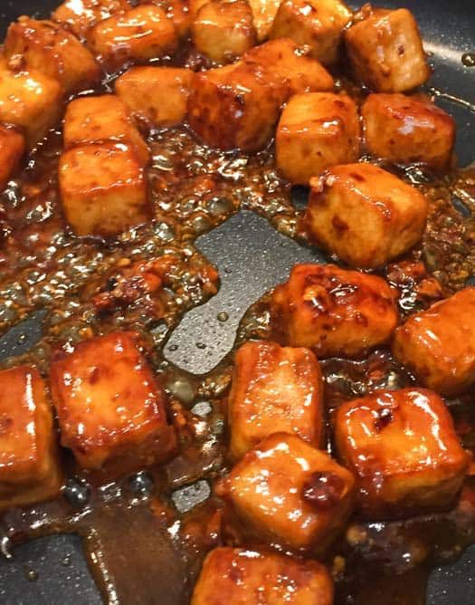 cooking sauce in the pan.
