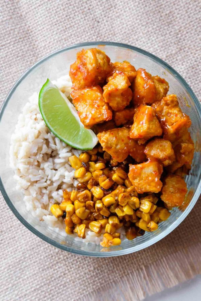 Chipotle Lime Tofu with Roasted Corn Side Dish