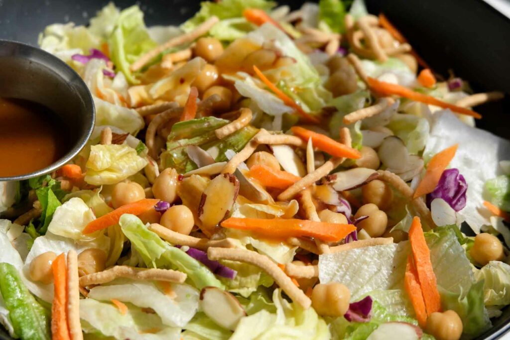Applebees asian chicken salad copycat recipe with chickpeas.