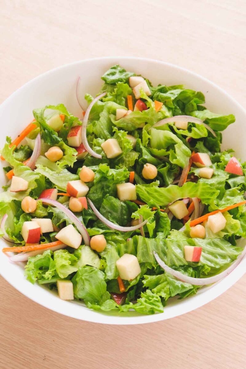 Vegan Chickpea Salad with Apples, Carrots & Onion